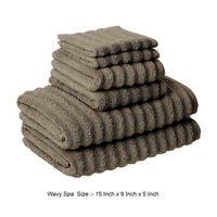 Cora 6 Piece Soft Egyptian Cotton Towel Set, Classic Textured Design, Brown - BM284591