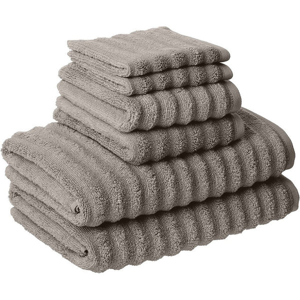 Cora 6 Piece Soft Egyptian Cotton Towel Set, Classic Textured Design, Gray - BM284592