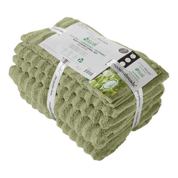 Cora 6 Piece Soft Egyptian Cotton Towel Set, Classic Textured, Mint Green - BM284594
