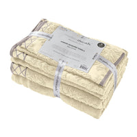 Noa 6 Piece Soft Egyptian Cotton Towel Set, Solid Damask Pattern, Beige - BM284596