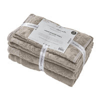 Noa 6 Piece Soft Egyptian Cotton Towel Set, Solid Damask Pattern Trim, Gray - BM284597