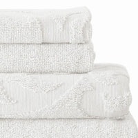 Oya 6 Piece Soft Egyptian Cotton Towel Set, Solid Medallion Pattern, White - BM284602