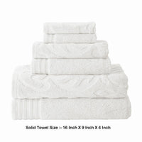 Oya 6 Piece Soft Egyptian Cotton Towel Set, Solid Medallion Pattern, White - BM284602