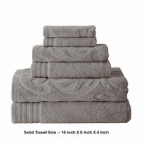 Oya 6 Piece Soft Egyptian Cotton Towel Set, Solid Medallion Pattern, Gray - BM284604