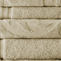 Oya 6 Piece Soft Egyptian Cotton Towel Set, Solid Medallion Pattern, Beige - BM284606