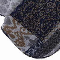 Mai 3 Piece Queen Size Cotton Quilt Set, Patchwork, Reversible, Blue, Rust - BM284608
