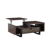 47 Inch Modern Coffee Table, 1 Drawer, 4 Shelves, Half Lift Top, Brown - BM284685