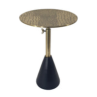 20 Inch Modern Aluminum Accent Table, Crocodile Textured Table, Gold, Black - BM284706