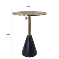 20 Inch Modern Aluminum Accent Table, Crocodile Textured Table, Gold, Black - BM284706