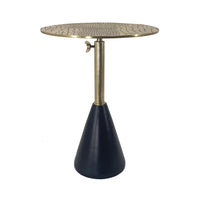 20 Inch Modern Aluminum Accent Table, Crocodile Textured Table, Gold, Black - BM284706