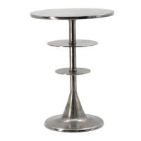 Aja 22 Inch Aluminum Accent Table, Rounded Top, Teardrop Base, Silver - BM284709