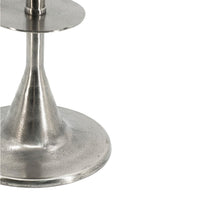 Aja 22 Inch Aluminum Accent Table, Rounded Top, Teardrop Base, Silver - BM284709