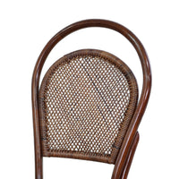 19 Inch Classic Wood Armless Chair, Rattan, Curved Back, Dual Toned, Brown - BM284741