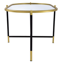 43 Inch Elongated Mirror Top Coffee Table, Iron Frame, Gold Finish, Black - BM284761