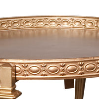 32 Inch Metal Cocktail Table, Circular Pattern Edged Round Top, Copper - BM284762