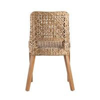 21 Inch Dining Side Chair, Woven Rattan Backrest, Wood Frame, Natural Brown - BM284782