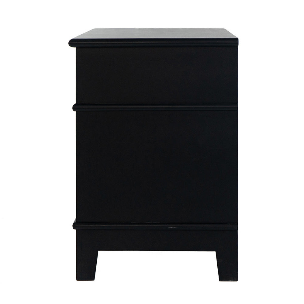 Dana 27 Inch Bedside Table, 2 Rattan Drawers, Pine Wood, Black, Brown - BM284783