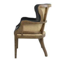 26 Inch Wingback Armchair, Fabric Upholstered, Birch Wood, Black, Brown - BM284821