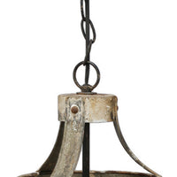 8 Inch Rustic Chandelier Pendant Light, Iron, Vintage Aged Galvanized Gray - BM284917