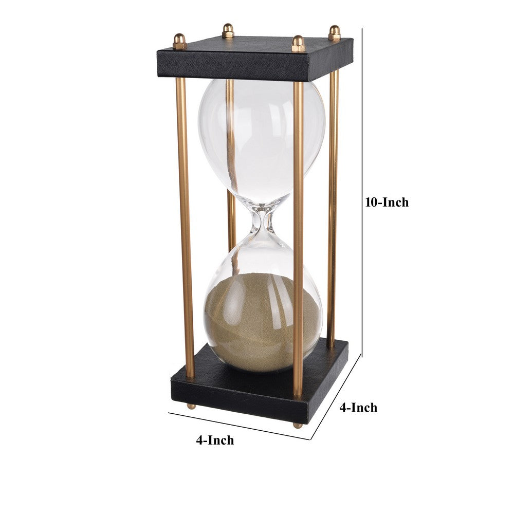 Doug Inch 60 Minute Sand Hourglass with Modern Frame Included, Black, Brown - BM284946