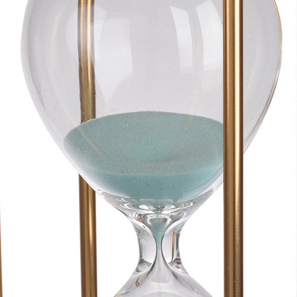 Doug Inch 30 Minute Sand Hourglass with Modern Stand Included, Gold, Blue - BM284947