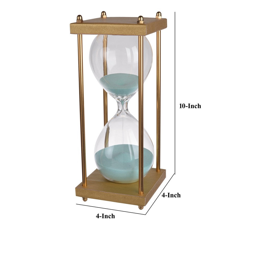 Doug Inch 30 Minute Sand Hourglass with Modern Stand Included, Gold, Blue - BM284947