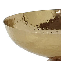 Roe 10 Inch Medium Acacia Wood Table Bowl, Steel, Decorative, Gold, Brown - BM284951