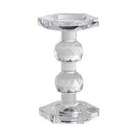 7 Inch Candle Holder, Crystal Glass Solid Turned Pillar, Clear - BM284964