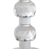 7 Inch Candle Holder, Crystal Glass Solid Turned Pillar, Clear - BM284964