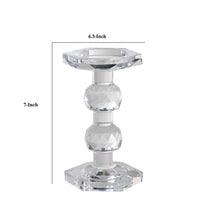 7 Inch Candle Holder, Crystal Glass Solid Turned Pillar, Clear - BM284964