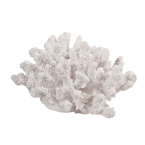 Lily 9 Inch Faux Coral Accent Sculpture, Polyresin Table Decoration, White - BM284966
