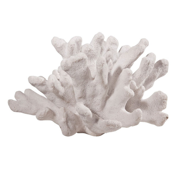 Lily 9 Inch Faux Coral Accent Figurine, Polyresin Tabletop Sculpture, White - BM284968