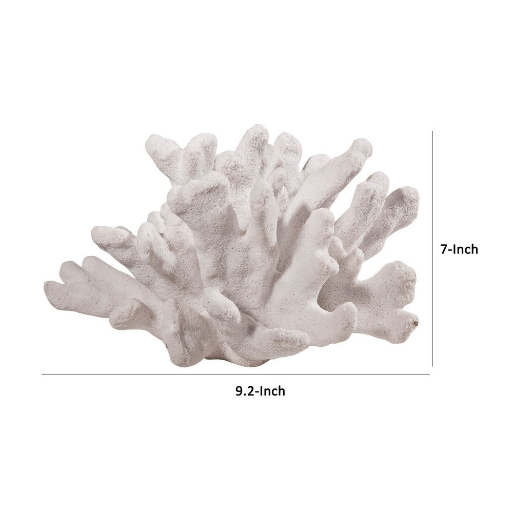 Lily 9 Inch Faux Coral Accent Figurine, Polyresin Tabletop Sculpture, White - BM284968