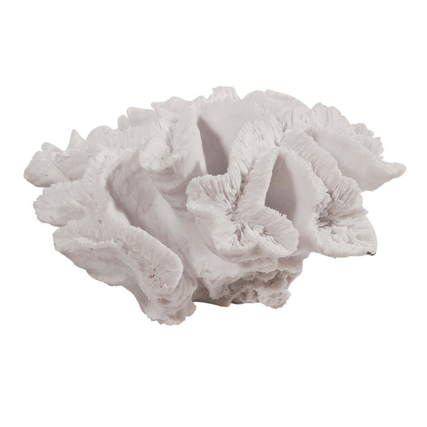 Lily 9 Inch Faux Coral Table Figurine, Polyresin Textured Sculpture, White - BM284969