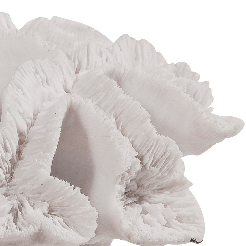 Lily 9 Inch Faux Coral Table Figurine, Polyresin Textured Sculpture, White - BM284969