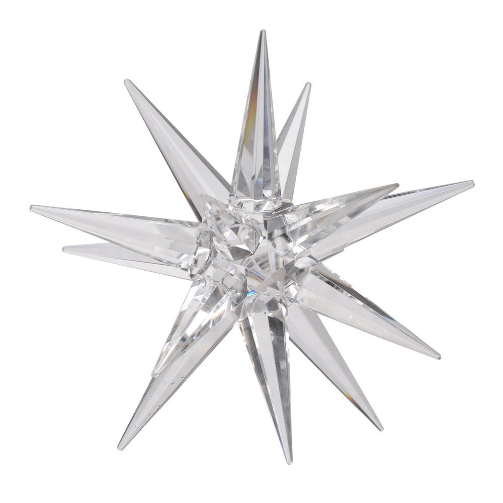 8 Inch Glass Star Accent Decor for Tabletop, Elegant Clear Crystalline - BM284972