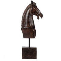 Don 11 Inch Horse Bust Statuette, Tabletop Accent Decor, Brown Resin, Metal - BM284973