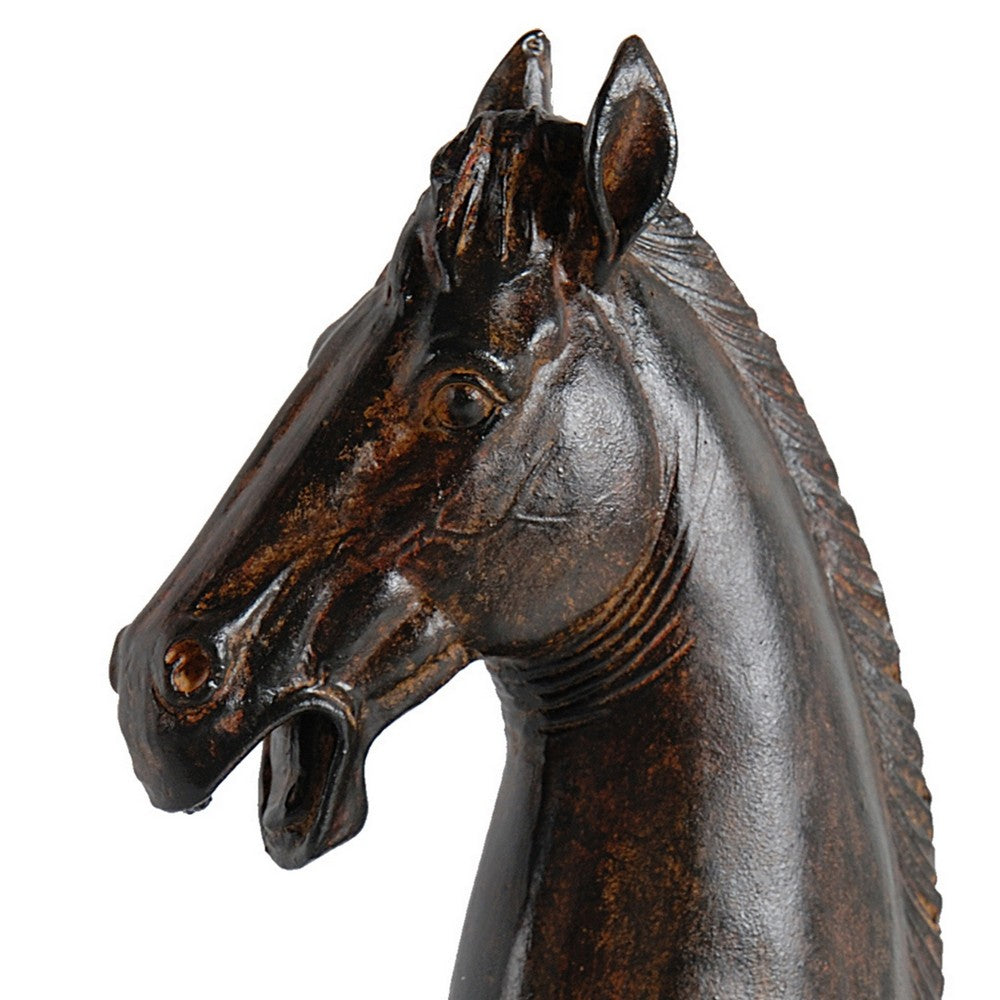 Benjara Don 11 Inch Horse Bust Statuette, Tabletop Accent Decor, Brown  Resin, Metal - BM284973