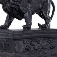 Ari Set of 2 Classic Bookends, Lion Statuette Figurines, Glossy Black Resin - BM284983