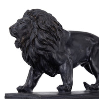 Ari Set of 2 Classic Bookends, Lion Statuette Figurines, Glossy Black Resin - BM284983