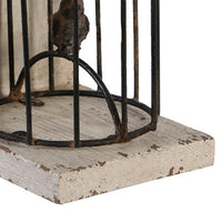 Ari Set of 2 Classic Bookends, Birdcage, Iron and Fir Wood, Black, Brown - BM284986