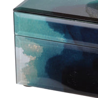 Eve 6 Inch Decorative Accessory Box, Elegant Stone with Finial Accent, Blue - BM285002