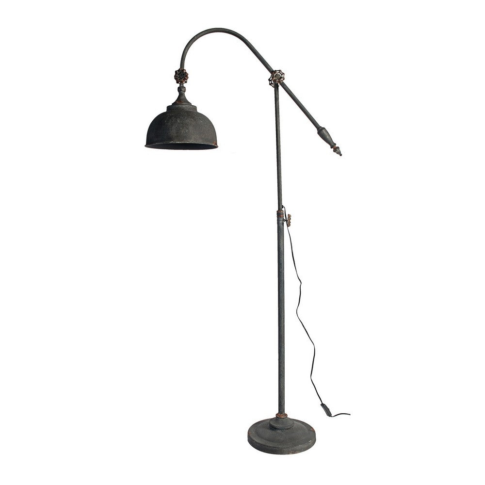 67 Inch Iron Floor Lamp, Adjustable Length Arm, Industrial Antique Black - BM285020