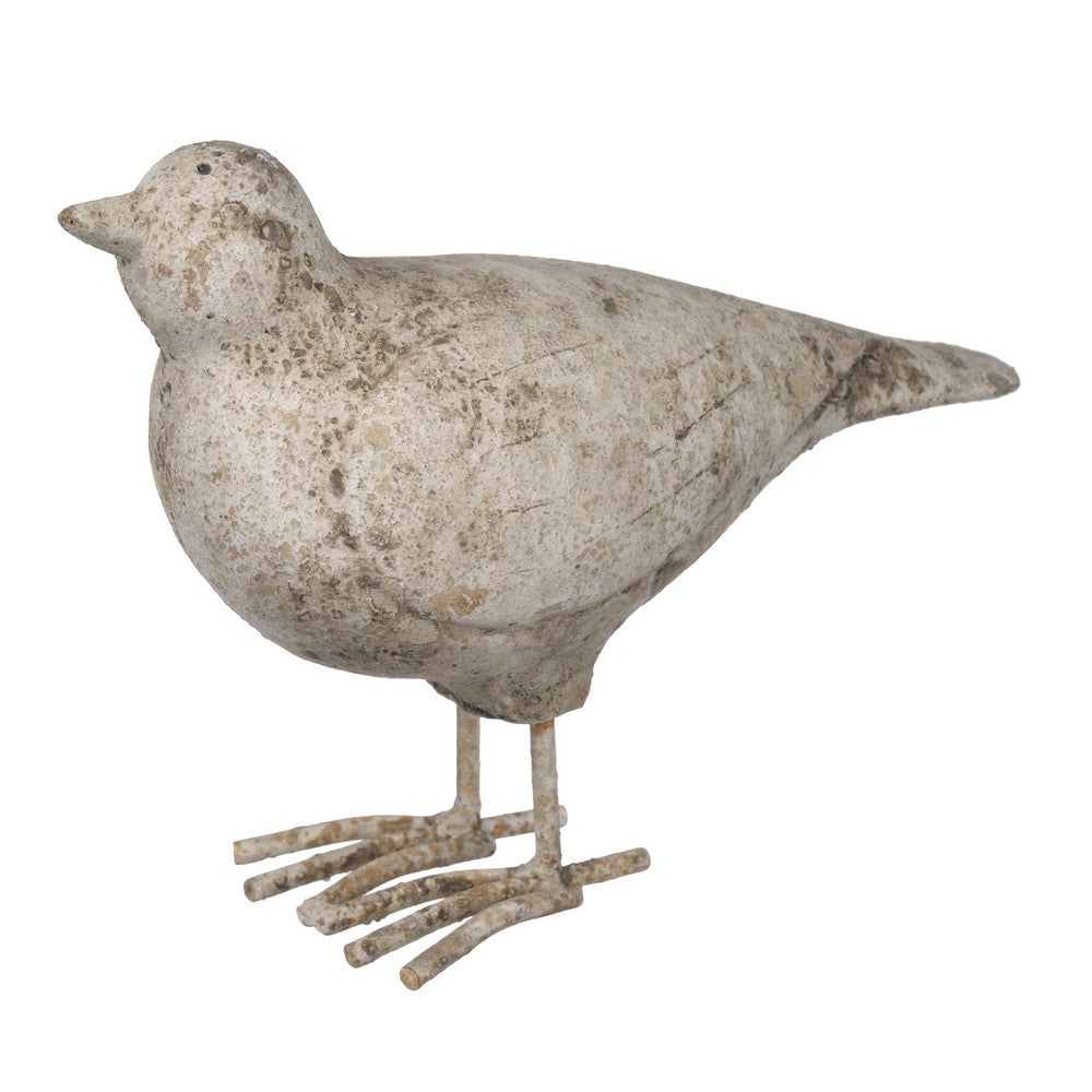 8 Inch Seagull Figurine Sculpture, Cement Table Statue, Weathered White - BM285084