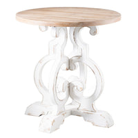 36 Inch Round Table, Classic, Sculptural Base, Wood, Modern, White, Brown - BM285094
