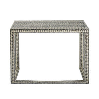 36 Inch Accent Console Table, Capiz Shell Inlay, Rectangular, Gray - BM285102