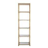 71 Inch Shelf, 6 Tier Design, 5 Glass Shelves, Iron Frame, Gold Finish - BM285111