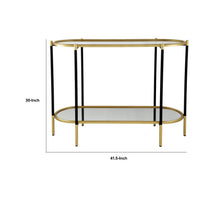 30 Inch Console Sideboard Table, Oblong, Mirrored Top, Black, Gold - BM285113