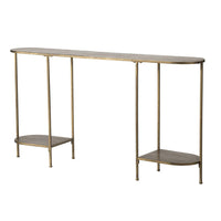 57 Inch Console Table, Oval, Steel Frame, Modern, Bronze Finish - BM285129