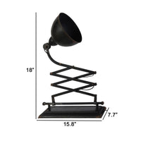 18 Inch Wall Mounted Lamp, Extendable Accordion Arm, Iron, Antique Black - BM285137